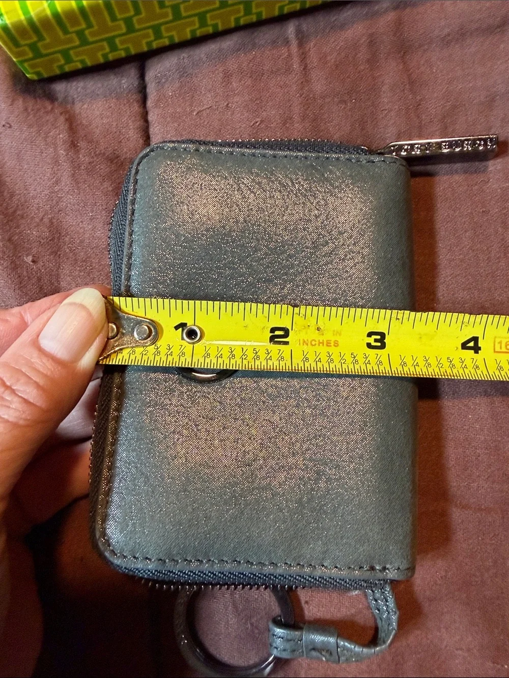 Shiny Dark Gray Wallet by Tory Burch Brand. Like New Condition!
